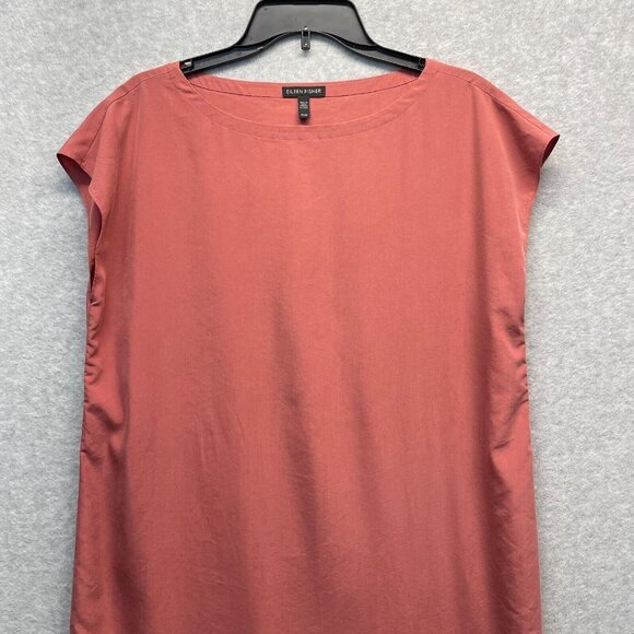 Eileen Fisher Shift Dress Womens Medium Rose Pink Tencel Sleeveless Midi Light - Picture 2 of 14